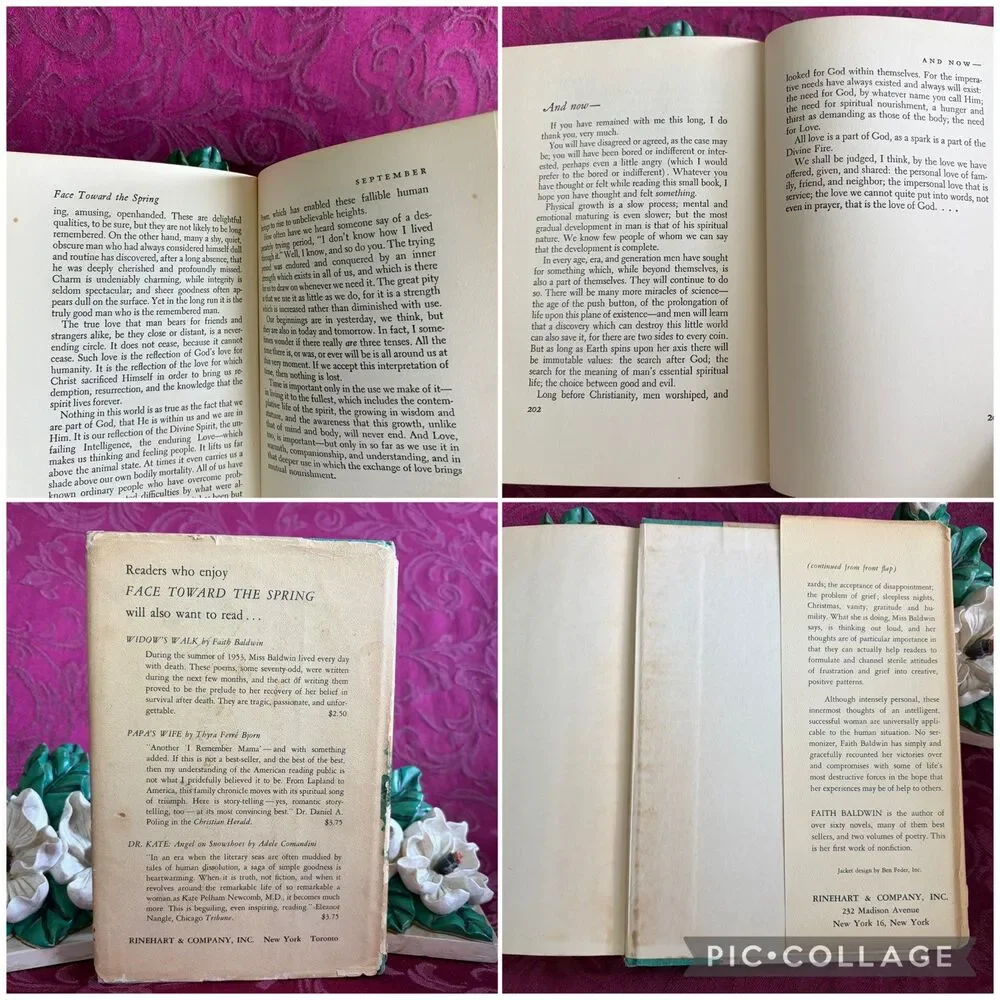 1956 Face Toward the Spring by Faith Baldwin, Vintage Book, Rinehart & Company